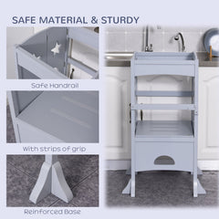 Step Stool with Safety Rail and Support Handles Kitchen Counter Step-up Helper