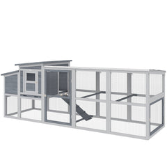 Large Chicken Coop, Wooden Hen House with Covered Run, Nesting Box, Pull-Out Tray, Opening Asphalt Roof