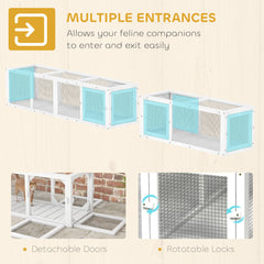 Cat Tunnel, Outdoor Cat Enclosure with Combinable Design, 8 Doors, 98" Kitty Toys for House, Window, Cage, Dark Grey
