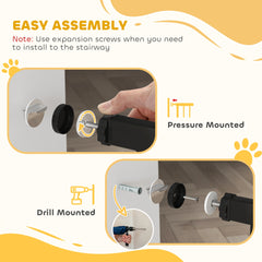 Pressure Fit Dog Gate Pet Barrier for stairs doorway, 29.9''- 42.1'' Width White