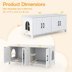 Cat Litter Box Enclosure for 2 Cats Modern Kitty Litter Box Furniture Hidden-White