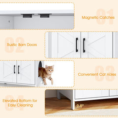 Cat Litter Box Enclosure for 2 Cats Modern Kitty Litter Box Furniture Hidden-White