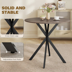 31.5" Industrial Round Dining Table - White Oak