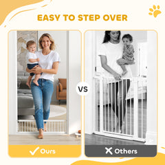 26"-37" Dog Gate, Adjustable Pet Gate, Fits 10" Tall with 2 Extension, Pressure Mount Kit for Stairs and Doorways, Black