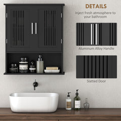 Modern Wall Mount Bathroom Cabinet, Storage Organizer with 2 Door Cabinet and Shelf, White