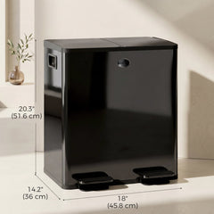 Garbage Bin, Soft-Close Trash Can with Foot Pedal, 2x5 Gal (2x20 L) Garbage Can with Removable Inner Buckets, Black