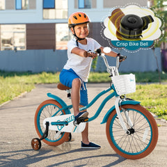 18 Inch Kids Bike with Front Handbrake and Rear Coaster Brake, Turquoise