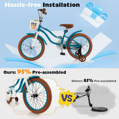 18 Inch Kids Bike with Front Handbrake and Rear Coaster Brake, Turquoise