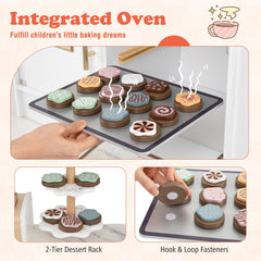 Children Pretend Toy Kitchen Playset with Light and Sound-White