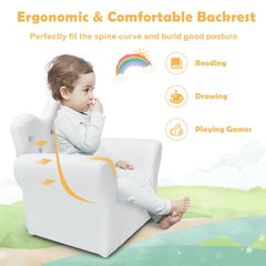 Kids Upholstered Princess Chair with Ottoman, Gem Buttons in White