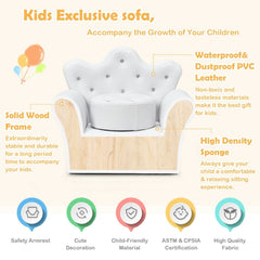 Kids Upholstered Princess Chair with Ottoman, Gem Buttons in White
