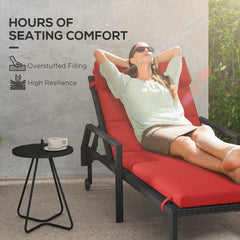Patio Chaise Lounge Chair Cushion Replacement Sun Lounger Pads with Headrest and Ties, Beige