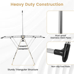 Clothes Drying Rack with 6-Level Adjustable Height