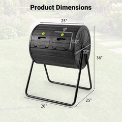 Compost Tumbler 37.5 Gallon Large Outdoor Compost Bin-Black