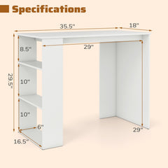 Computer Desk with Bookshelf for Small Space-White