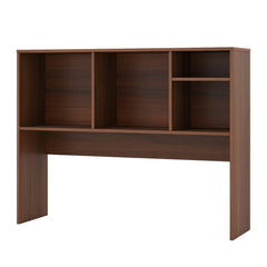 Computer Desktop Bookcase with 4 Cubbies and Open Back Compartment-Walnut