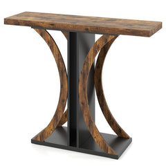 Console Table 39.5 Inch Rectangular Entryway Table with Geometric Frame-Rustic Brown