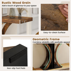 Console Table 39.5 Inch Rectangular Entryway Table with Geometric Frame-Rustic Brown