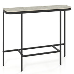 Console Table 44-Inch Entryway Table with Faux Marble Tabletop and Heavy-Duty Metal Frame-Gray