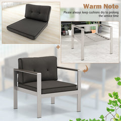 Contemporary Sofa Chair with WPC Armrests and Back Cushions-Gray