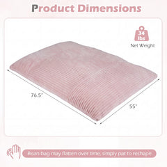 Convertible Bean Bag Floor Sofa with Machine-washable Corduroy Cover-Pink