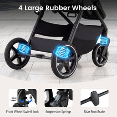 Convertible Travel Baby Stroller with Car Seat Adapters-Gray
