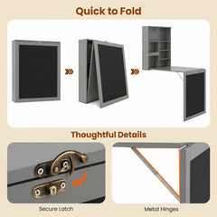 Convertible Wall Mounted Table with A Chalkboard-Gray
