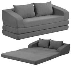 Grey Corduroy Sleeper Loveseat, 61 in Sofa Folding Out to a 61 by 85 in Foam Bed, 705 lb Rated