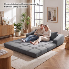 Grey Corduroy Sleeper Loveseat, 61 in Sofa Folding Out to a 61 by 85 in Foam Bed, 705 lb Rated
