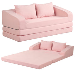 Pink Corduroy Sleeper Loveseat, 61 in Sofa that Unfolds to a 61 by 85 in Foam Bed, Washable Covers