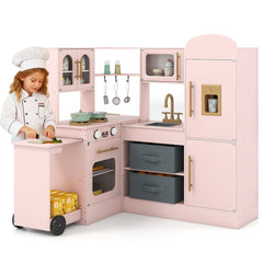 Corner Kitchen with Lights and Sounds for Kids Ages 3+-Pink