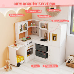 Corner Kitchen with Lights and Sounds for Kids Ages 3+-White
