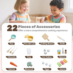 Corner Play Kitchen with Lights and Sounds for Ages 3+-Brown