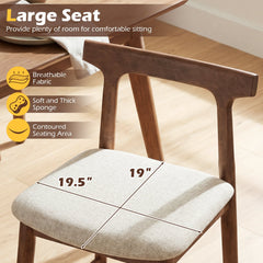 Solid Wood Counter Stools with Curved Backs in Walnut, 24 Inch Seat Height