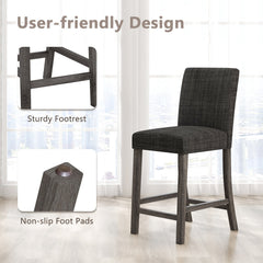 Set of 2 Counter Height Bar Stools in Charcoal with Thick Cushions, 24.5 Inch Seat