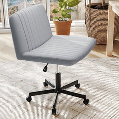 Criss Cross Chair with Wheels Cross-Legged Swivel Desk Chair with Soft-Padded Wide Seat-Gray