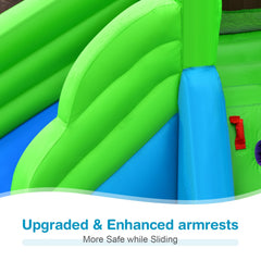 Crocodile Themed Inflatable Water Park with Two Slides and Wraparound Pool, No Blower