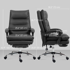 Executive Office Chair with 6-Point Massage, Microfibre Reclining Computer Chair with Footrest, Black