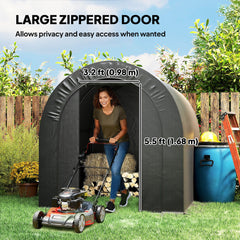 5' x 8' Outdoor Storage Shed, Heavy Duty Galvanized Steel Portable Shed for Bike, Motorcycle, Garden Tools, Black