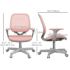 Office Chair, Small Computer Desk Chair with Mesh Back, Swivel Castors, Arm, Grey