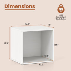 Cube Storage Organizer Stackable Open Book Shelf Wooden Display Shelving Unit-White