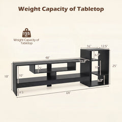 Cube TV Stand for 55 Inch TV with Power Outlets and Open Storage Shelves-Black