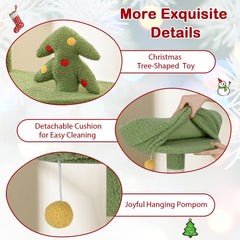 52 Inch Christmas Cat Tree with a Gift Box Condo, Hammock and Turning Basket
