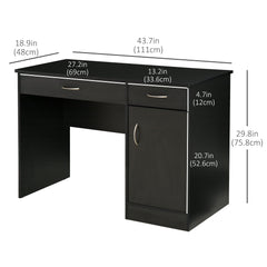 Computer Desk with Storage Drawers, Study Writing Table with Cabinet Adjustable Shelf for Home Office Workstation Bedroom, Black