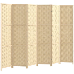 4-Panel Room Divider, 5.6 FT Bamboo Freestanding Folding Privacy Screen for Indoor Bedroom Office, Natural Wood