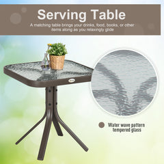 3 Piece Patio Glider Set Outdoor Gliders with Breathable Mesh Seat, Glass Top Table for Garden, Yard, Grey