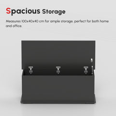 39.5" Storage Chest with 2 Safety Hinges, Storage Box Organizer with Flip-Top Lid, Entryway Storage Bench, Black
