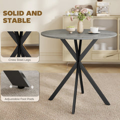 31.5" Industrial Round Dining Table - White Oak