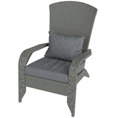 Patio Wicker Adirondack Chair, Outdoor PE Rattan Fire Pit Chair, Muskoka Chair w/ Soft Cushions, Tall Curved Backrest and Comfortable Armrests for Deck Garden, Blue