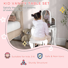 Kids Dressing Table and Chair Set, Girls Dressing Set, Makeup Desk with Drawer for 3-6 Years Old Kids, Pink